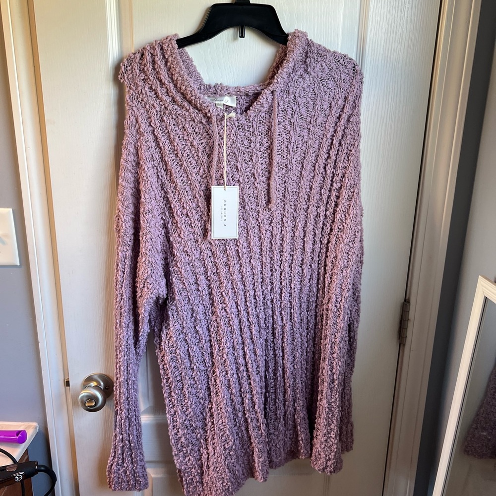 Reborn J, size 1x, lavender popcorn cardigan